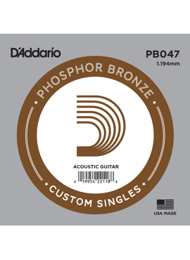 D'Addario PB047 Phosphor Bronze Wound Acoustic Guitar Single String .047