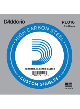 D'Addario PL016 Plain Steel Guitar Single String .016