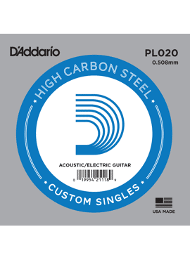 D'Addario PL020 Plain Steel Guitar Single String .020