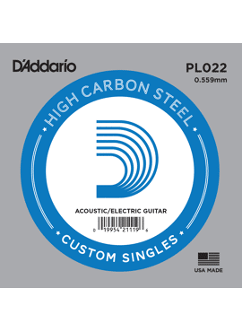 D'Addario PL022 Plain Steel Guitar Single String .022