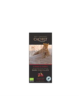Cachet pure chocolade kers/amandel 57% cacao bio 90g