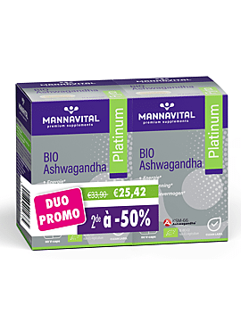 DUO Mannavital Ashwagandha Platinum 2x 60cps (2e aan -50%)