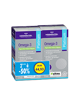 Omega-3 Platinum Algenolie 100% vegan  DUO-pack (2de ad helft -50%)