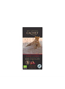 Cachet pure chocolade kers/amandel 57% cacao bio 100g