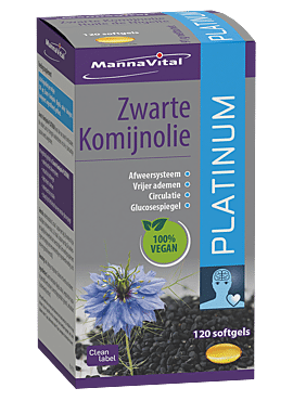 Mannavtial Zwarte komijnolie 100% vegan 120 softgels