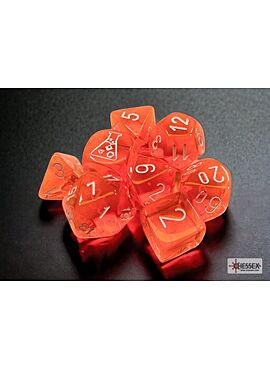  Translucent Polyhedral Neon Orange/white Set (7 stuks + 1 bonus) 