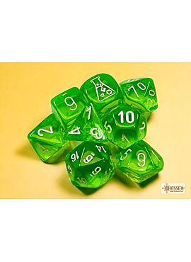  Translucent Polyhedral Rad Green/white Set (7 stuks + 1 bonus) 