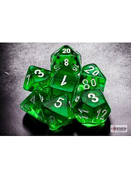 Chessex Translucent Mini-Polyhedral Green/White 7-Die Set