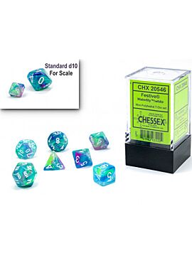 Chessex Festive Mini-Polyhedral Waterlily/white 7-Die set