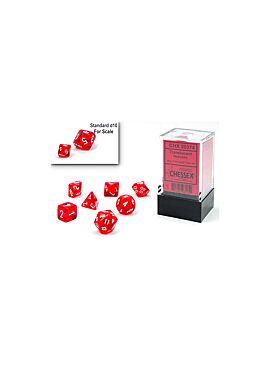 Chessex Translucent Mini-Polyhedral Red/white 7-Die Set