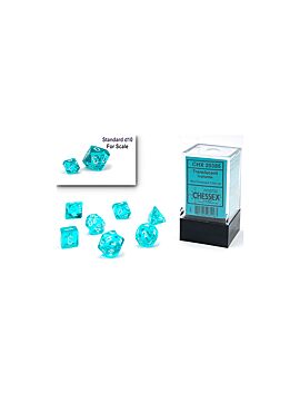 Chessex Translucent Mini-Polyhedral Teal/white 7-Die Set
