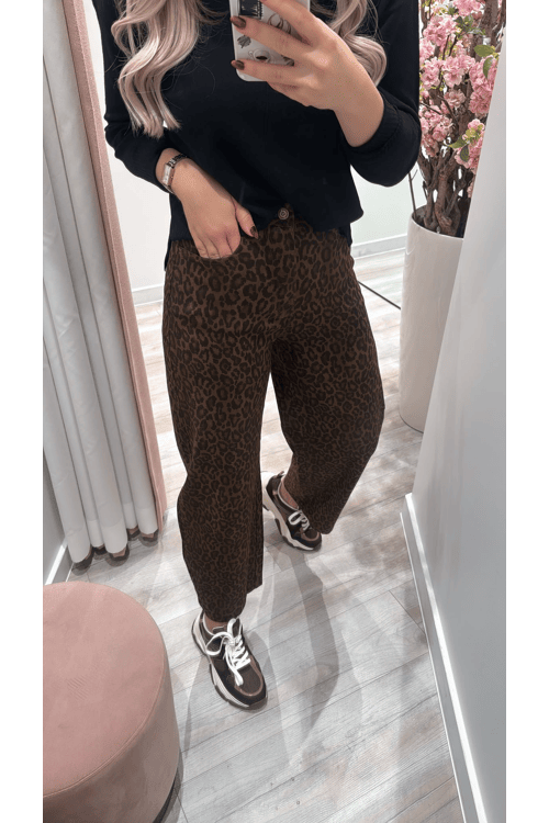 Barrel jeans leopard