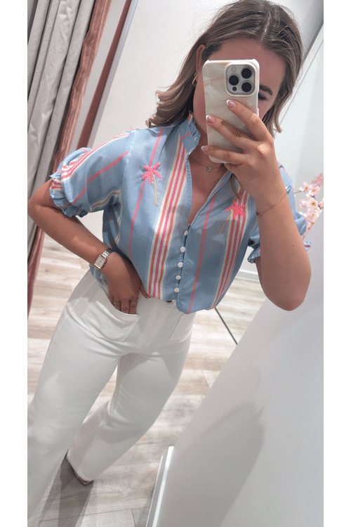 Short palm color blouse