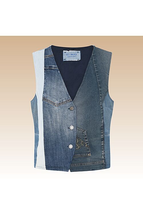 GILET PATCHWORK JEANS