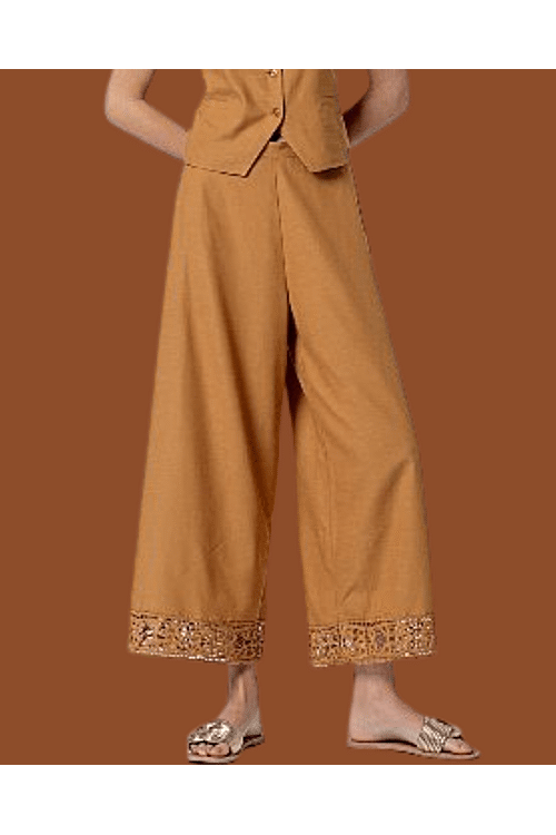 BROEK WIDE LEG CAMEL