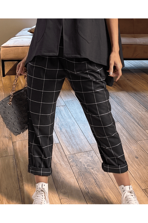 BROEK BAGGY CHECKED BLACK