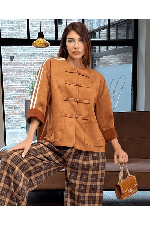 JAS FAUX SUEDE MANDARIN