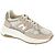 Beige Suede Leder/Wit Mesh Nylon/Glitter