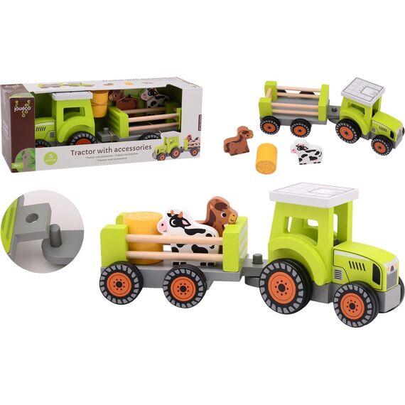 Jouéco - Houten Tractor Met Accesoires