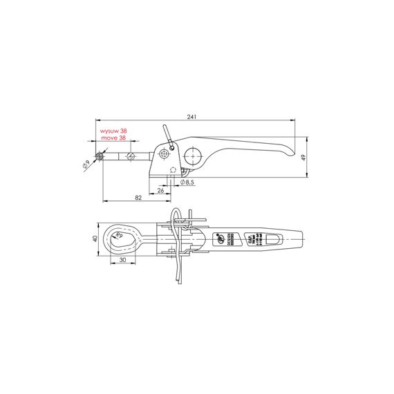 Trek-Schuifgrendel Excentersluiting 241X40Mm 700Kg