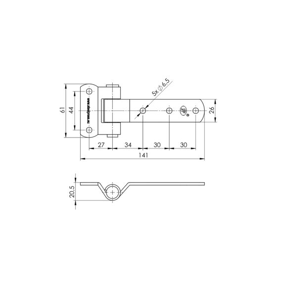 Deur- En Klepscharnier Vlak 141X61Mm