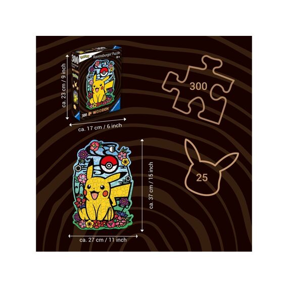 Ravensburger Houten Puzzel 300 Stuks Pokemon Pikachu