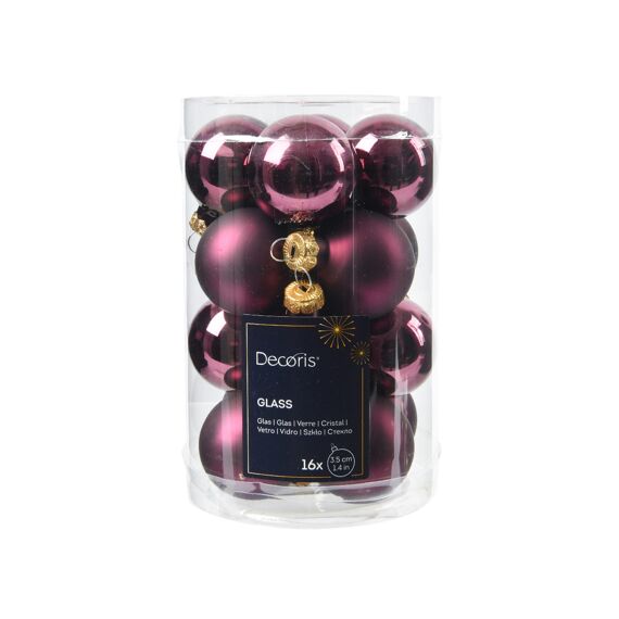 Kerstbal Glas Mix Shiny-Matt Dia3.50Cm Donker Mauve