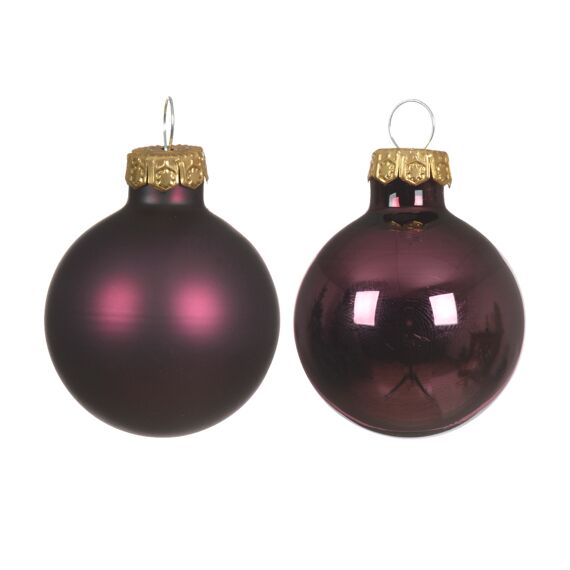 Kerstbal Glas Mix Shiny-Matt Dia3.50Cm Donker Mauve