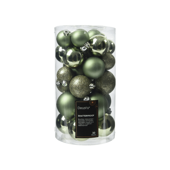 Kerstbal Plastic Glanzend-Matt-Glitter Rosemarijn Assortiment
