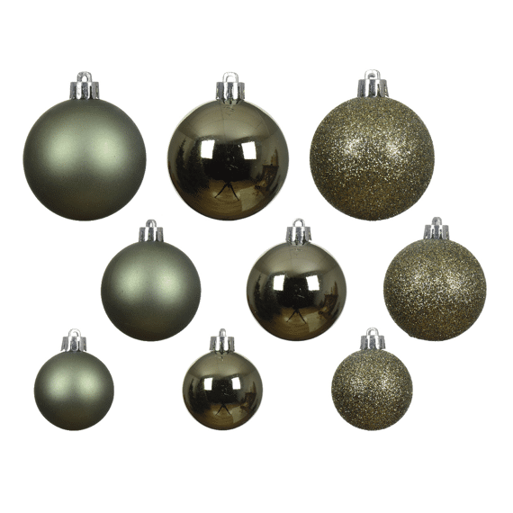 Kerstbal Plastic Glanzend-Matt-Glitter Rosemarijn Assortiment