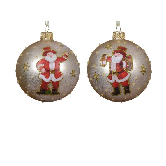 Kerstbal Glas Santa Dia8.00Cm Parel 2 Assortiment Prijs Per Stuk