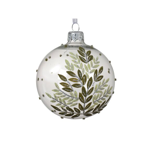 Kerstbal Glas Leaf Tree Dia8.00Cm Transparant