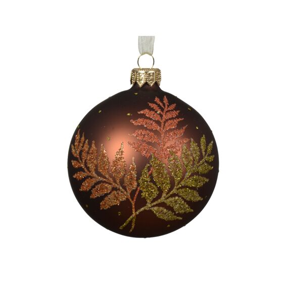 Kerstbal Glas Fern Leaf Dia8.00Cm Espresso