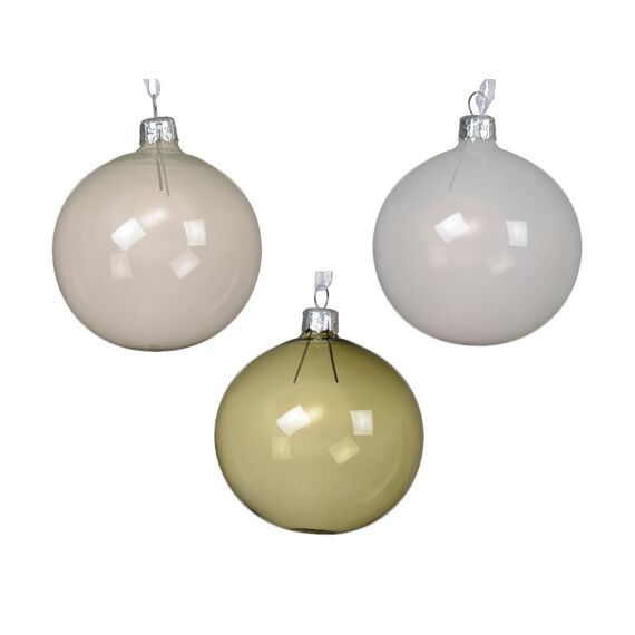 Kerstbal Glas Transparent Dia8.00Cm 3 Assortiment Prijs Per Stuk