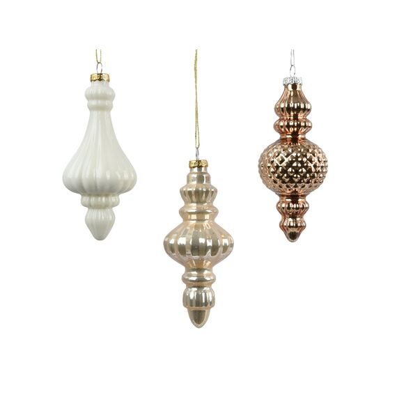 Ornament Glas Dia6.00-H15.00Cm Parel/Kleur 3 Assortiment Prijs Per Stuk