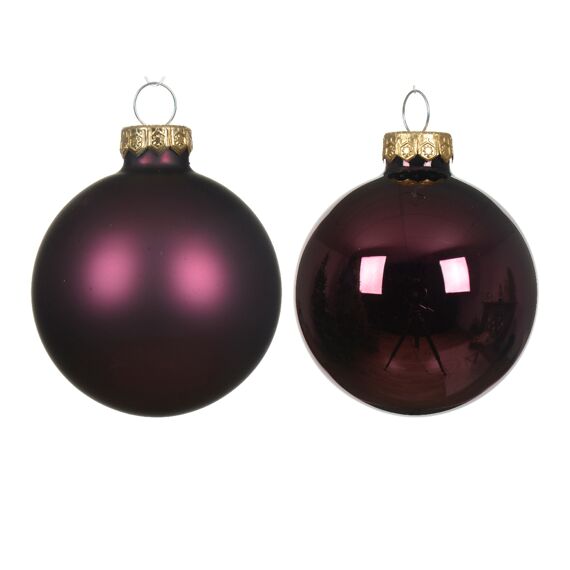 Kerstbal Glas Glans-Mat Dia6Cm Donker Mauve