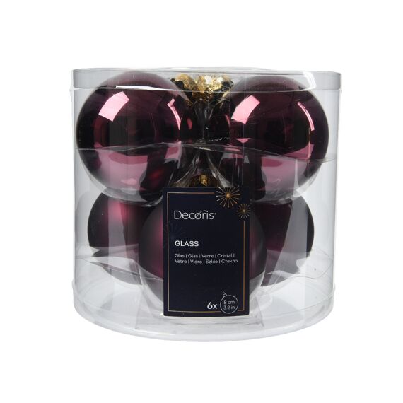 Kerstbal Glas Mix Shiny-Matt Dia8.00Cm Donker Mauve