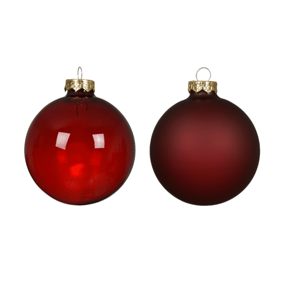 Kerstballen Glas Mix Unsilvered Shiny - Matt Dia8.00Cm Ossenbloed
