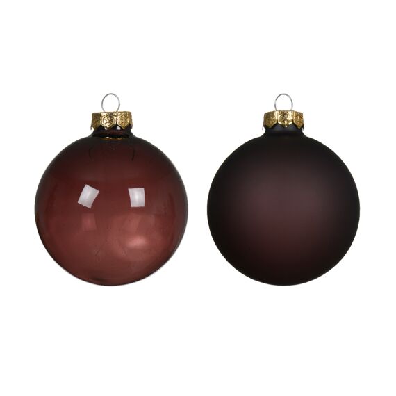 Kerstballen Glas Mix Unsilvered Shiny - Matt Dia8.00Cm Zwarte Truffel