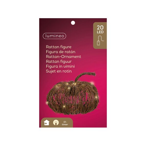 Micro Led Pompoen Rotan Steady Binnen Dia30.00-H20.00Cm-20L Bruin/Warm Wit