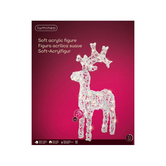 Led Rendier Zacht Acryl Reindeer Steady L36.50-W12.00-H61.00Cm-50L Transparant/Warm Wit