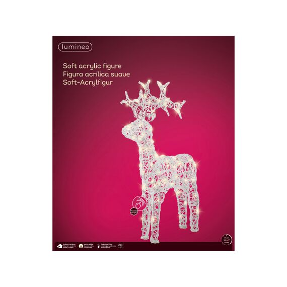 Led Rendier Zacht Acryl Reindeer Flashing Effect L57.50-W18.00-H89.00Cm-80L Transparant/Warm Wit