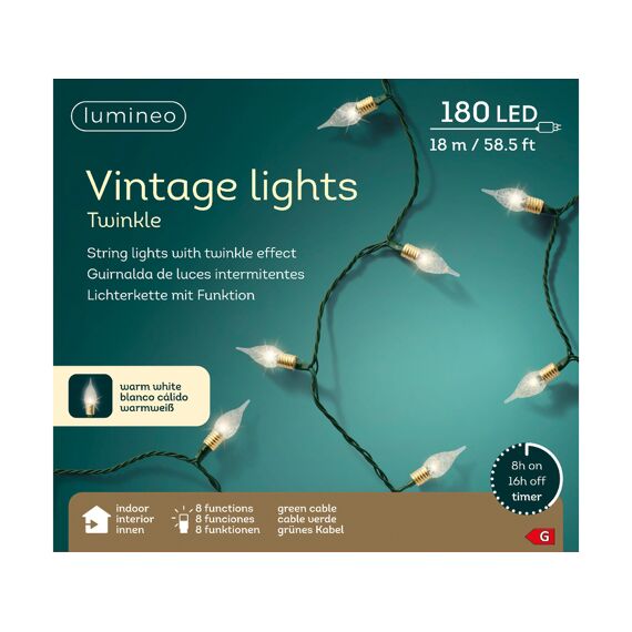 Led Vintage Lights 8 Functie Twinkel Effect Binnen 1790Cm-180L Groen/Warm Wit