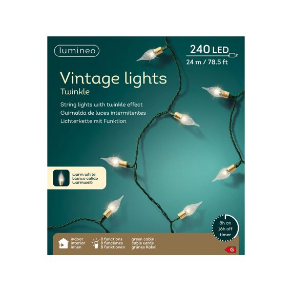 Led Vintage Lights 8 Functie Twinkel Effect Binnen 2390Cm-240L Groen/Warm Wit