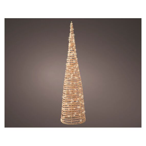 Micro Led Cone Wicker Steady Buiten Dia18.00-H60.00Cm-80L Naturel/Warm Wit