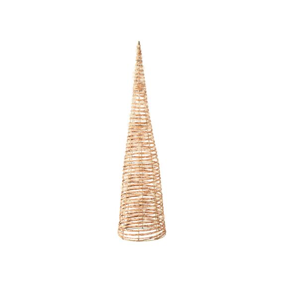 Micro Led Cone Wicker Steady Buiten Dia18.00-H60.00Cm-80L Naturel/Warm Wit