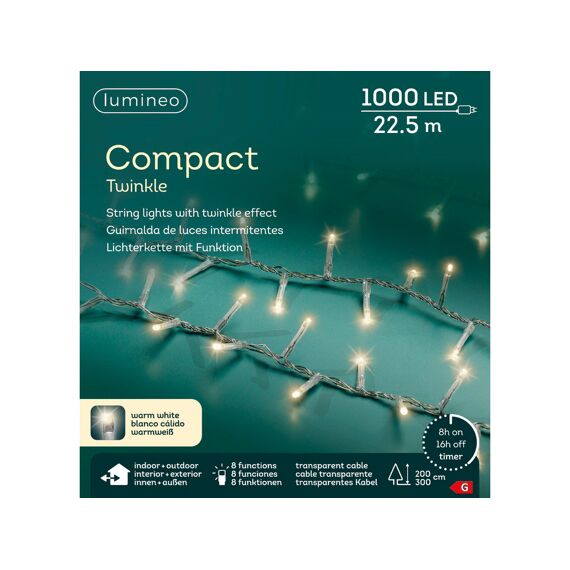 Led Verlichting Compact Twinkel Buiten 2250Cm-1000L Transparant/Warm Wit