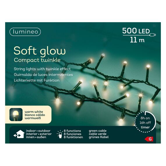 Led Soft Glow Compact Lights 8 Functie Twinkel Effect Buiten 1100Cm-500L Groen/Warm Wit