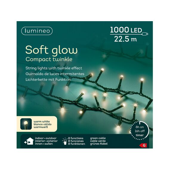 Led Soft Glow Compact Lights 8 Functie Twinkel Effect Buiten 2250Cm-1000L Groen/Warm Wit