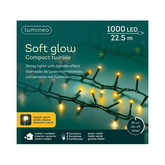 Led Soft Glow Compact Lights 8 Functie Twinkel Effect Buiten 2250Cm-1000L Groen/Klassiek Warm